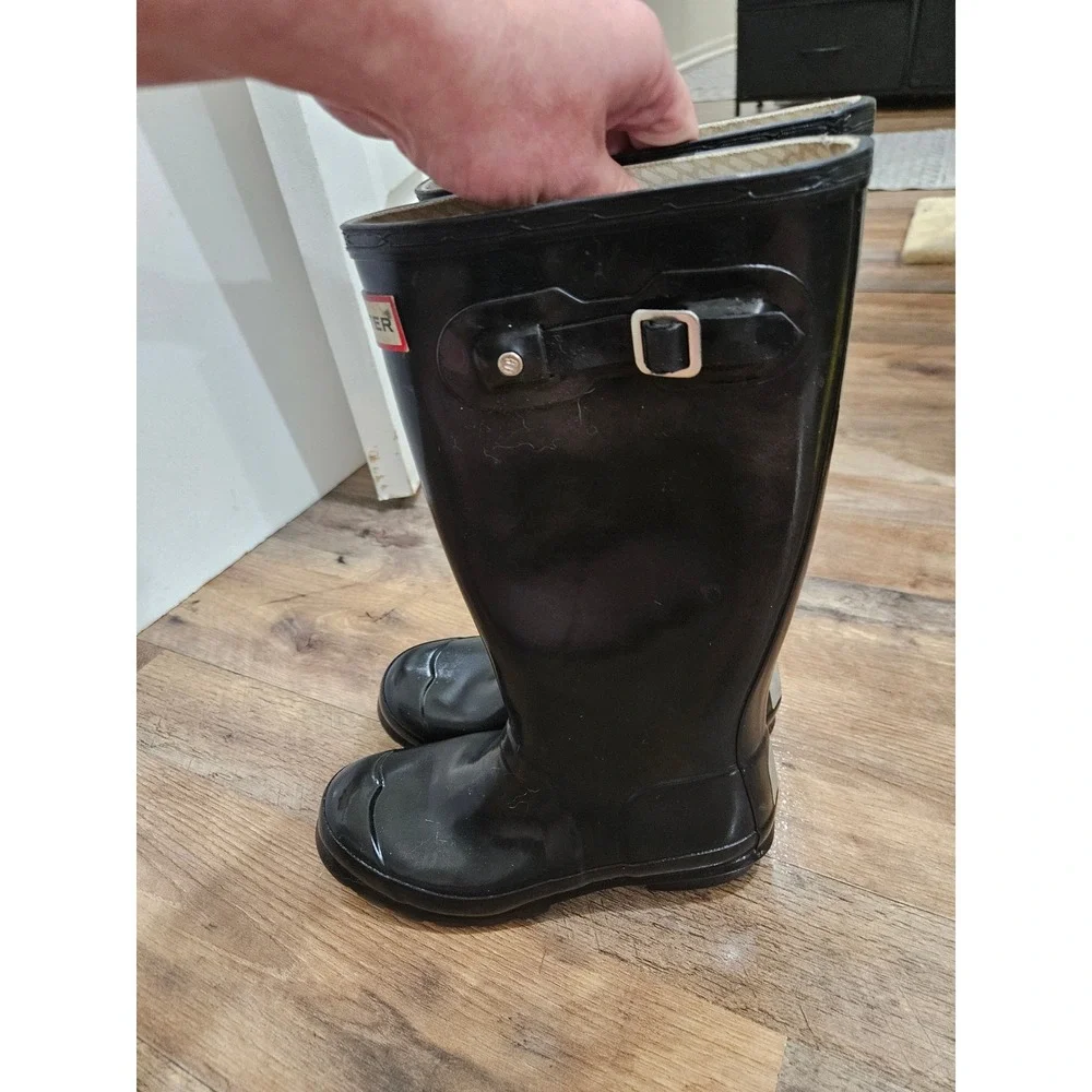 Hunter Original Kids Gloss Black Rain Boots W23991 Waterproof Tall Boots US 5G/4